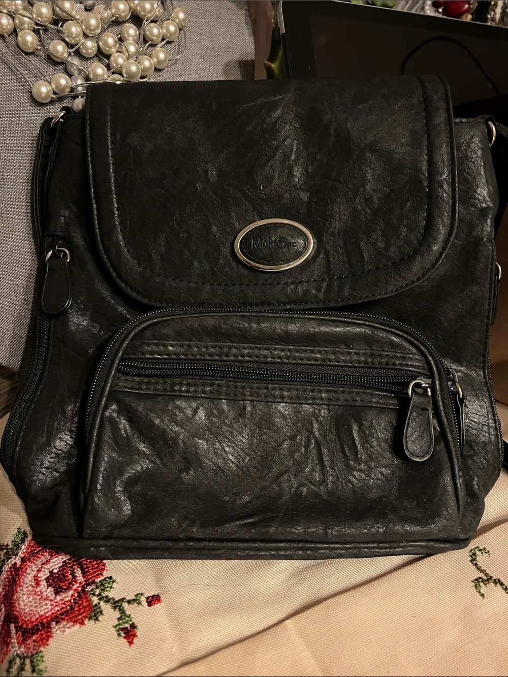 Black Multi Sac brand  Crossbody Bag -